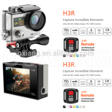 2,0-дюймовый Ultra HD 4K 170 градусов широкоугольная спортивная камера с двумя экранами 1080P / 60fps Экшн-камера Wi-Fi видеокамера H3R с Remol